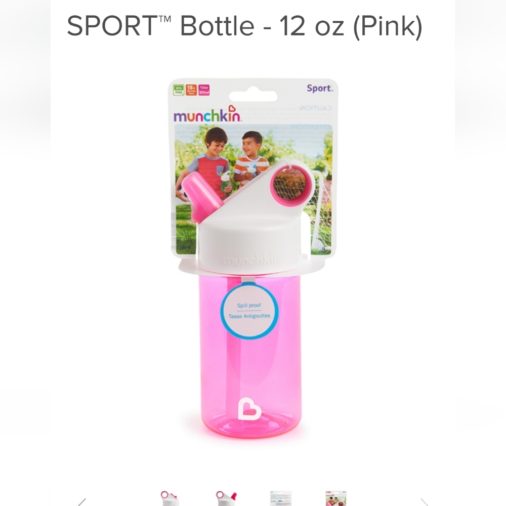 Munchkin Sport Bottle, Pink 12oz